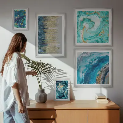 Abstrakcyjne niebieskie kompozycje galeria obrazów na ścianę