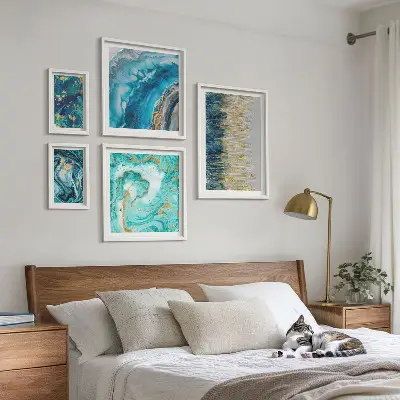 Abstrakcyjne niebieskie kompozycje galeria obrazów na ścianę