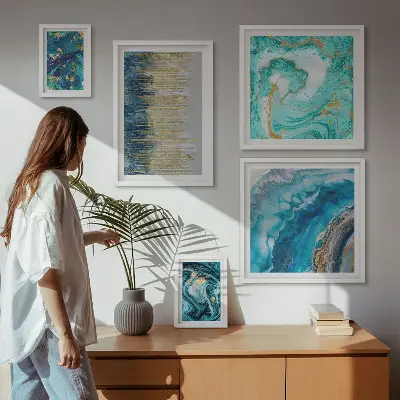 Abstrakcyjne niebieskie kompozycje galeria obrazów na ścianę