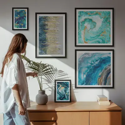 Abstrakcyjne niebieskie kompozycje galeria obrazów na ścianę