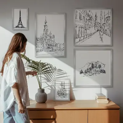 Zestaw obrazów dekoracja ścienna z motywem stylowej architektury