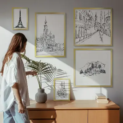 Zestaw obrazów dekoracja ścienna z motywem stylowej architektury