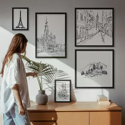 Zestaw obrazów dekoracja ścienna z motywem stylowej architektury