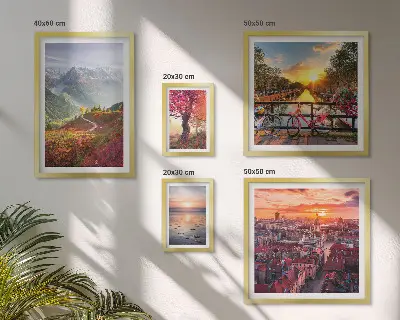 Zestaw obrazów w ramie do galerii ściennej górskie i miejskie widoki przyrody