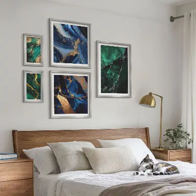 Galeria obrazów na ścianę Eleganckie abstrakcje z zielenią