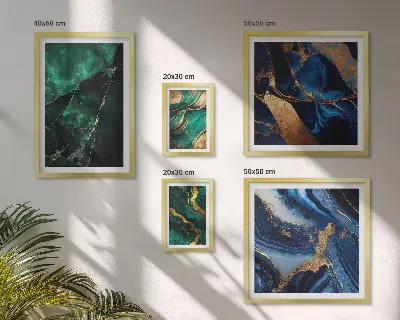 Galeria obrazów na ścianę Eleganckie abstrakcje z zielenią