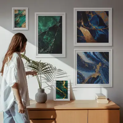 Galeria obrazów na ścianę Eleganckie abstrakcje z zielenią