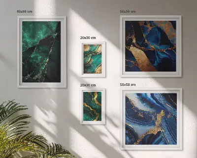 Galeria obrazów na ścianę Eleganckie abstrakcje z zielenią
