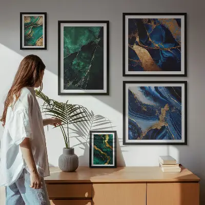 Galeria obrazów na ścianę Eleganckie abstrakcje z zielenią