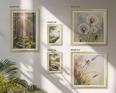 Galeria obrazów na ścianę z motywem leśnych pejzaży przedstawiających naturę i spokój