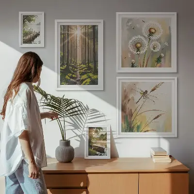 Galeria obrazów na ścianę z motywem leśnych pejzaży przedstawiających naturę i spokój
