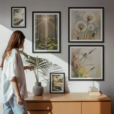 Galeria obrazów na ścianę z motywem leśnych pejzaży przedstawiających naturę i spokój
