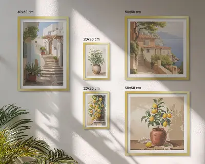 Galeria obrazów na ścianę z motywem roślin oraz ulic