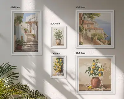 Galeria obrazów na ścianę z motywem roślin oraz ulic