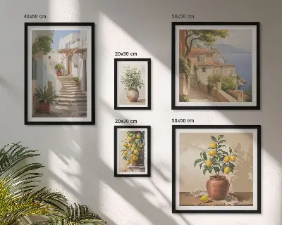 Galeria obrazów na ścianę z motywem roślin oraz ulic