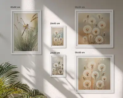 Galeria obrazów na ścianę roślinne motywy ważek i dmuchawców