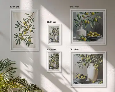 Galeria obrazów na ścianę z oliwnymi akcentami do wnętrz rustykalnych