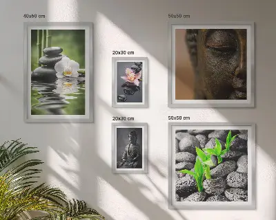 Zestaw obrazów w ramie do galerii ściennej z relaksującą atmosferą zen