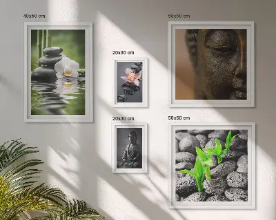 Zestaw obrazów w ramie do galerii ściennej z relaksującą atmosferą zen