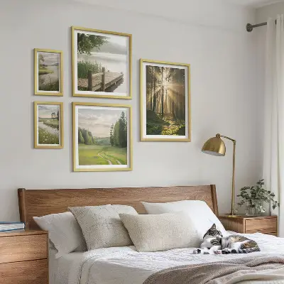 Zestaw obrazów dekoracja ścienna leśne pejzaże ze słońcem i wodą