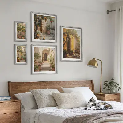 Zestaw obrazów w ramie do galerii ściennej Urokliwe uliczki pomarańczowe
