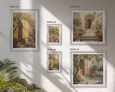 Zestaw obrazów w ramie do galerii ściennej Urokliwe uliczki pomarańczowe