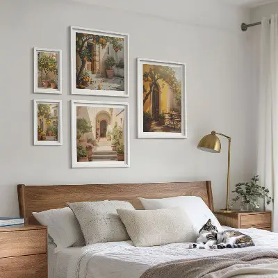 Zestaw obrazów w ramie do galerii ściennej Urokliwe uliczki pomarańczowe