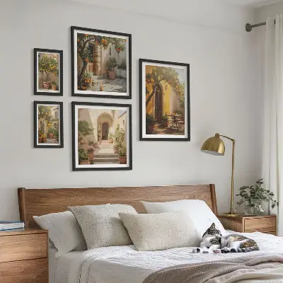 Zestaw obrazów w ramie do galerii ściennej Urokliwe uliczki pomarańczowe