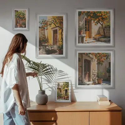 Owoce cytrusowe w ogrodach zestaw obrazów w ramie do galerii ściennej