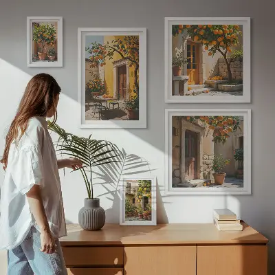 Owoce cytrusowe w ogrodach zestaw obrazów w ramie do galerii ściennej