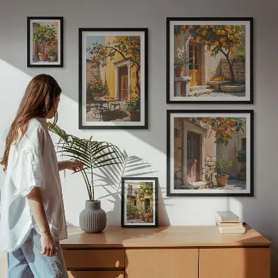 Owoce cytrusowe w ogrodach zestaw obrazów w ramie do galerii ściennej