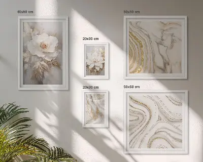 Zestaw 5 obrazów w ramie kwiatowe motywy abstrakcyjne w stylu eleganckim