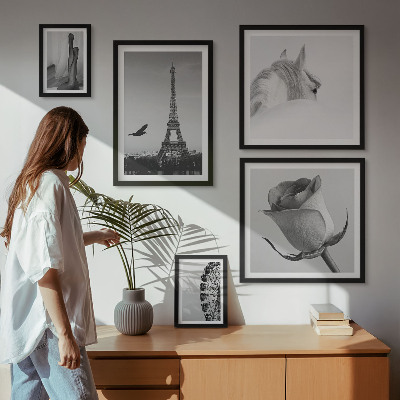 Galeria obrazów na ścianę Stylowe czarno-białe obrazy