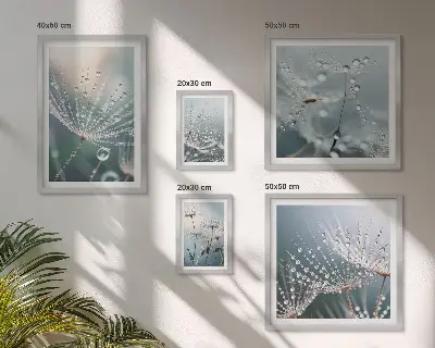 Zestaw obrazów w ramie do galerii ściennej minimalistyczne rośliny z motywem kropel rosy