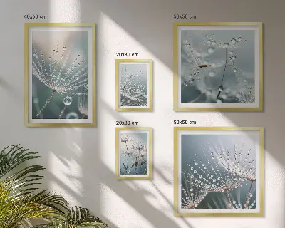 Zestaw obrazów w ramie do galerii ściennej minimalistyczne rośliny z motywem kropel rosy