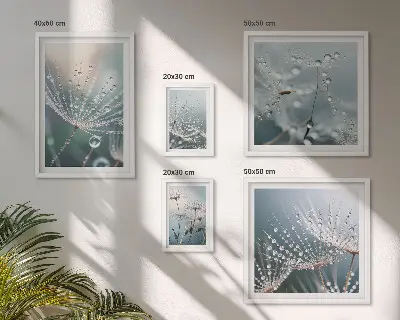 Zestaw obrazów w ramie do galerii ściennej minimalistyczne rośliny z motywem kropel rosy