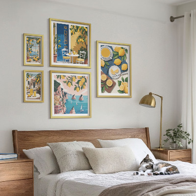 Dekoracja ścienna zestaw obrazów Cytryny świeżość boho lato