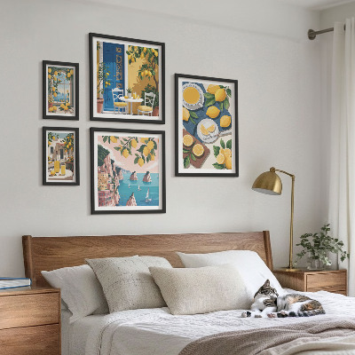 Dekoracja ścienna zestaw obrazów Cytryny świeżość boho lato