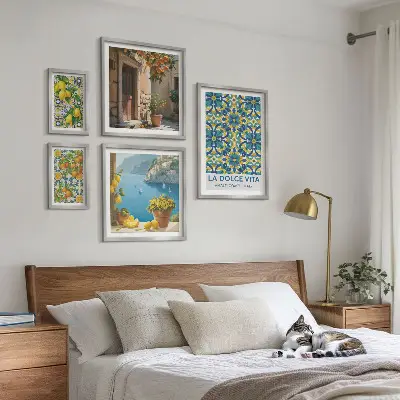 Galeria obrazów na ścianę włoskie Amalfi z motywem cytrusów i kwiatów