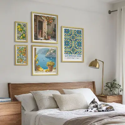 Galeria obrazów na ścianę włoskie Amalfi z motywem cytrusów i kwiatów