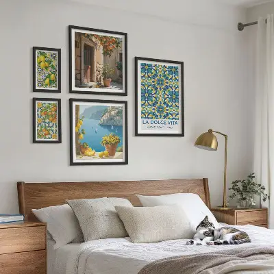 Galeria obrazów na ścianę włoskie Amalfi z motywem cytrusów i kwiatów