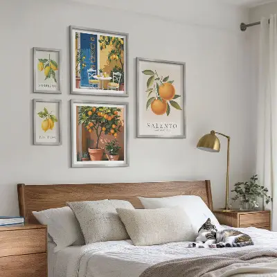 Zestaw obrazów w ramie do galerii ściennej motyw owocowe Włochy w stylu rustykalnym