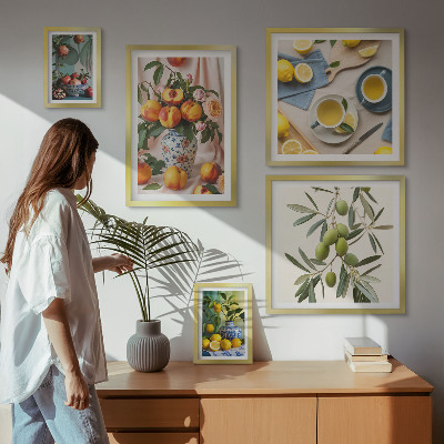 Galeria obrazów na ścianę Owoce kwiaty rustykalna dekoracja
