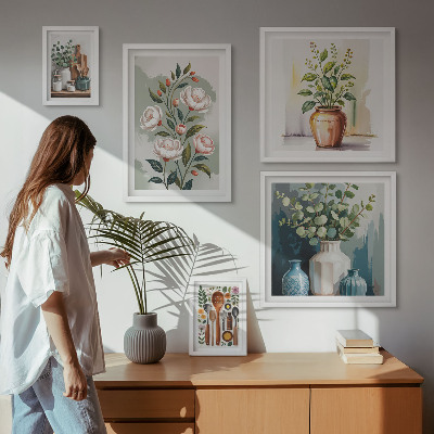 Zestaw obrazów w ramie do galerii ściennej Stylowe roślinne dekoracje kuchni