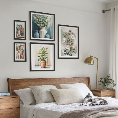 Zestaw obrazów w ramie do galerii ściennej Stylowe roślinne dekoracje kuchni