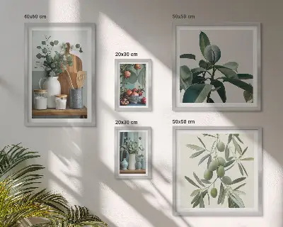Galeria obrazów na ścianę z motywem naturalnych roślin w stylu skandynawskim