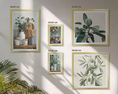Galeria obrazów na ścianę z motywem naturalnych roślin w stylu skandynawskim