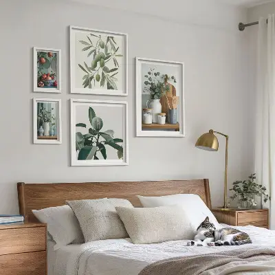 Galeria obrazów na ścianę z motywem naturalnych roślin w stylu skandynawskim