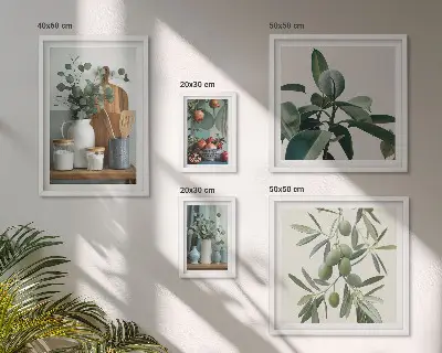Galeria obrazów na ścianę z motywem naturalnych roślin w stylu skandynawskim