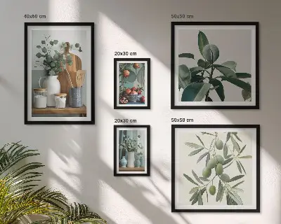 Galeria obrazów na ścianę z motywem naturalnych roślin w stylu skandynawskim